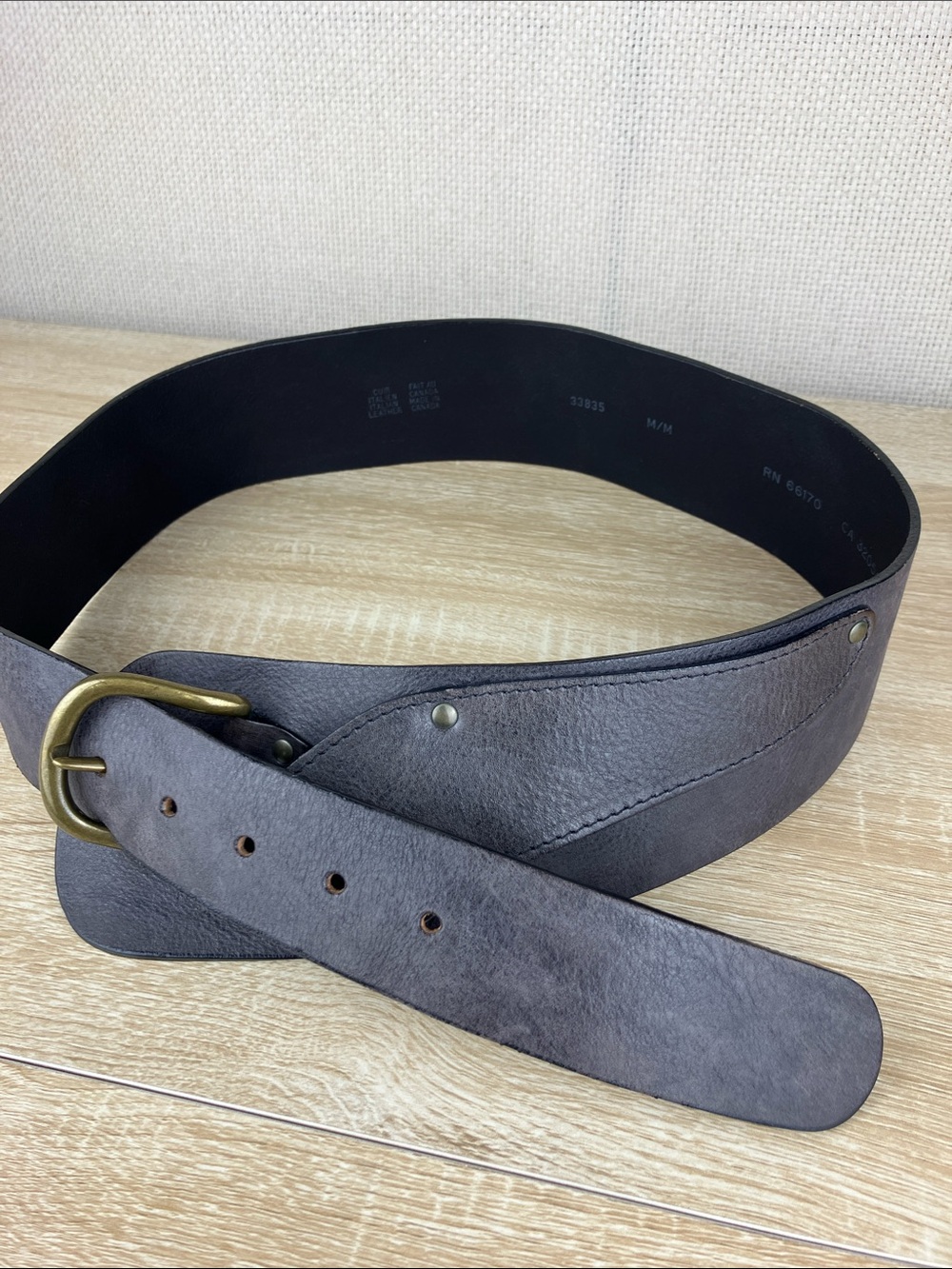 Free People Italian Leather Hip Belt Taupe - Picture 3 of 14